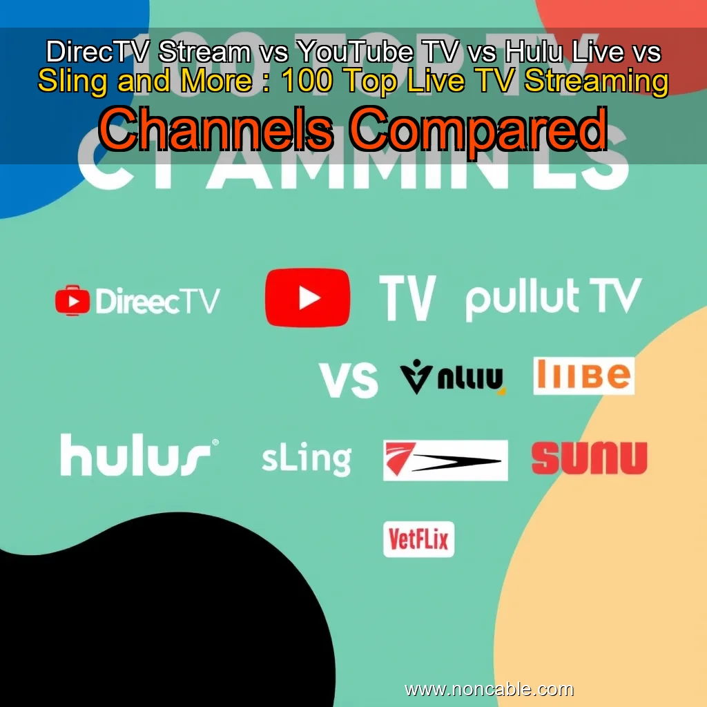 Artistic representation for DirecTV Stream vs YouTube TV vs Hulu Live vs Sling and More : 100 Top Live TV Streaming Channels Compared