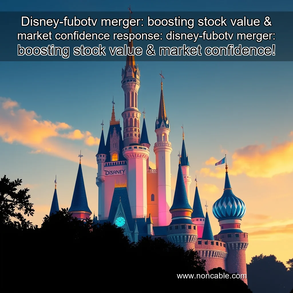 Artistic representation for Disney-fubotv merger: boosting stock value & market confidence response: disney-fubotv merger: boosting stock value & market confidence!