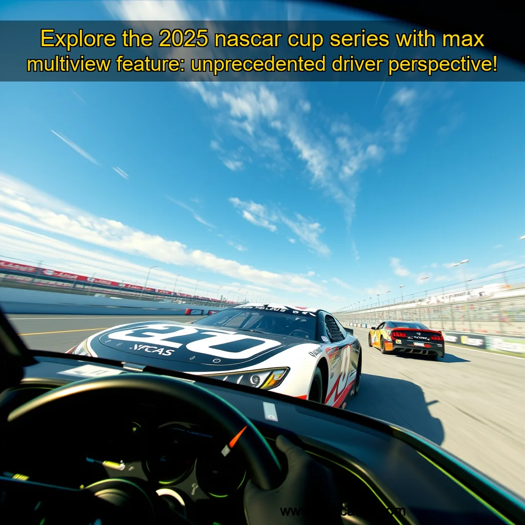 Artistic representation for Explore the 2025 nascar cup series with max multiview feature: unprecedented driver perspective!