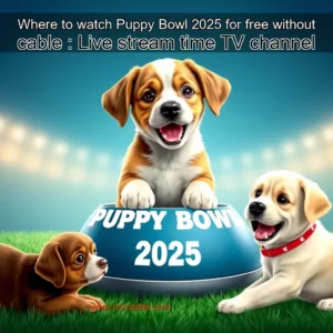 Artistic representation for Where to watch Puppy Bowl 2025 for free without cable : Live stream time TV channel