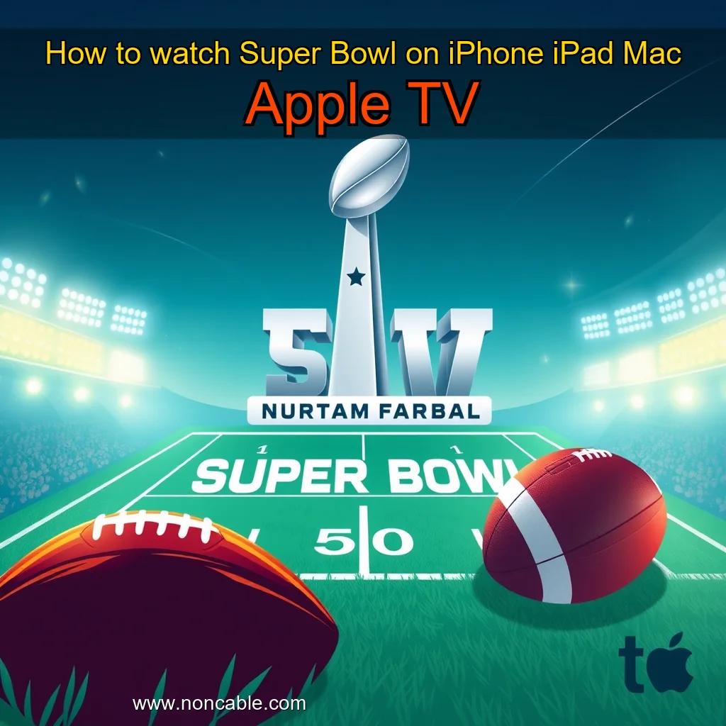 Artistic representation for How to watch Super Bowl on iPhone iPad Mac Apple TV