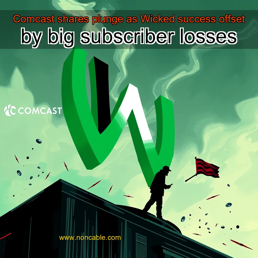 Artistic representation for Comcast shares plunge as Wicked success offset by big subscriber losses
