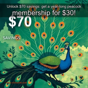 Artistic representation for Unlock $70 savings: get a year-long peacock membership for $30!