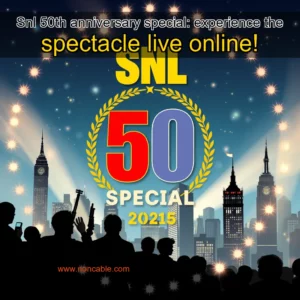 Artistic representation for Snl 50th anniversary special: experience the spectacle live online!