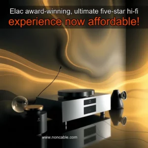 Artistic representation for Elac award-winning, ultimate five-star hi-fi experience now affordable!