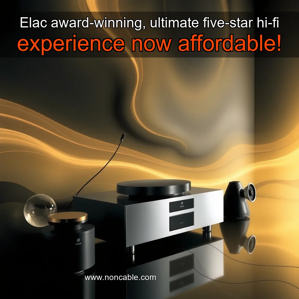 Artistic representation for Elac award-winning, ultimate five-star hi-fi experience now affordable!