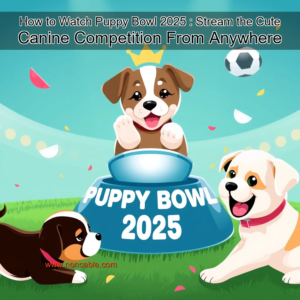 Artistic representation for How to Watch Puppy Bowl 2025 : Stream the Cute Canine Competition From Anywhere