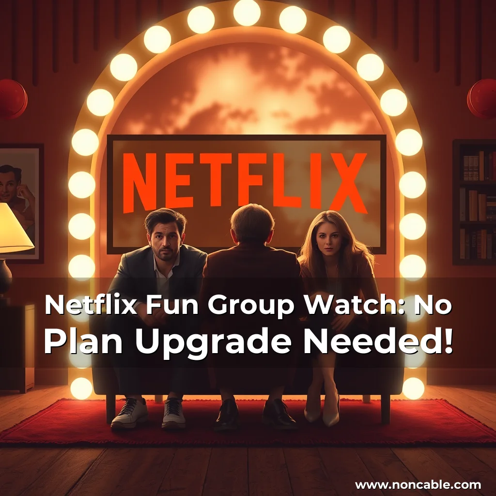 Artistic representation for Netflix Fun Group Watch: No Plan Upgrade Needed!