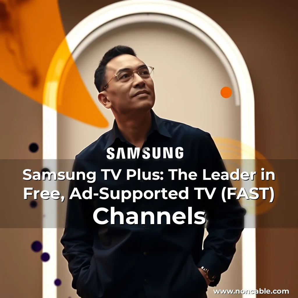 Artistic representation for Samsung TV Plus: The Leader in Free, Ad-Supported TV (FAST) Channels